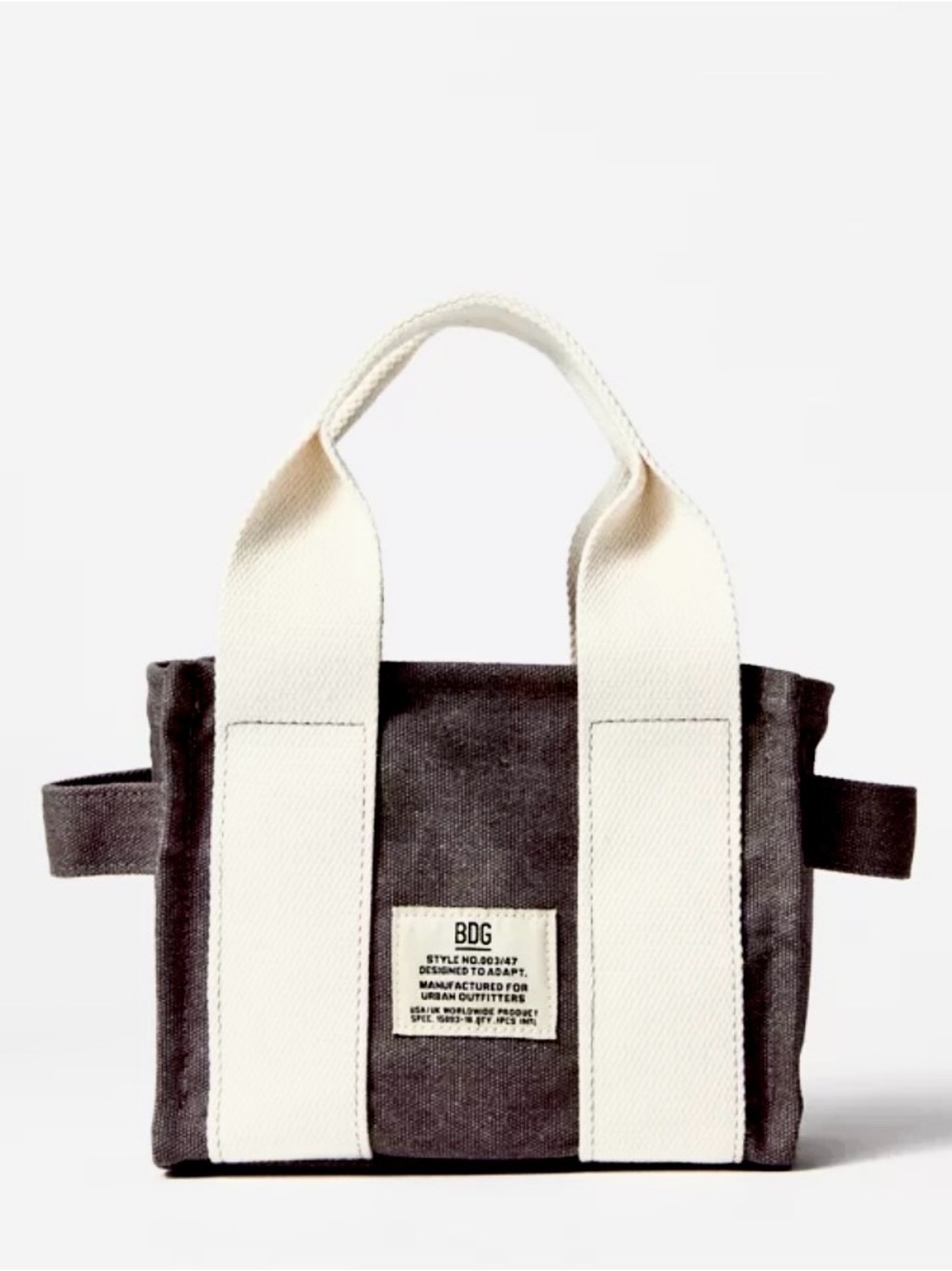 BDG Serena Two-Tone Canvas Mini Tote Bag in Black with strap